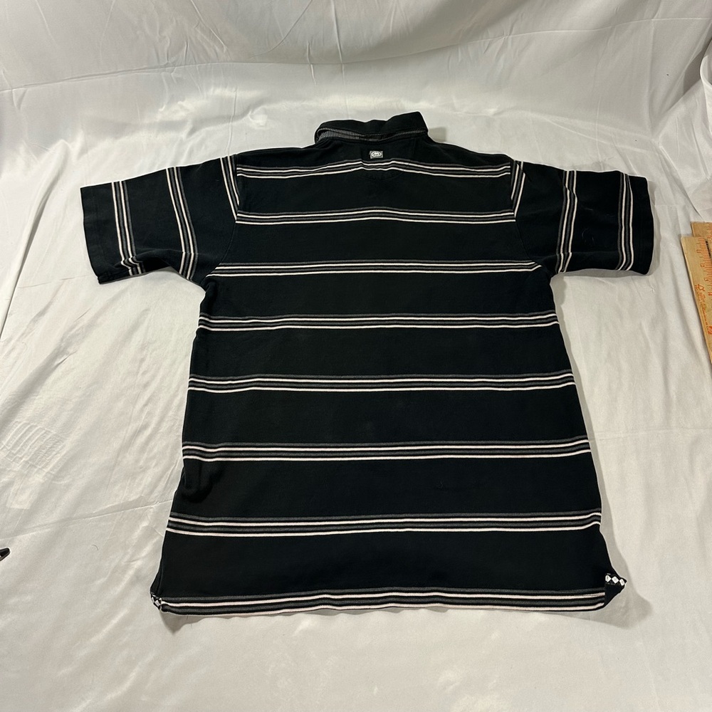 2000s ECKO EMBROIDERED POLO LARGE BLACK RHOMBUS STRIPED - Picture 14 of 15